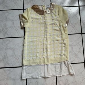 Yellow sequin collar top